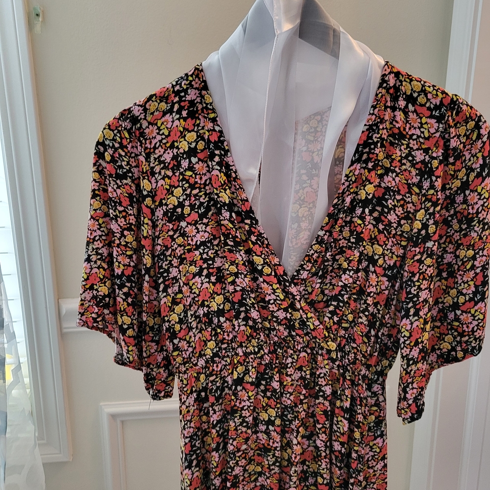 Rewind Black and Pink Floral Fabric